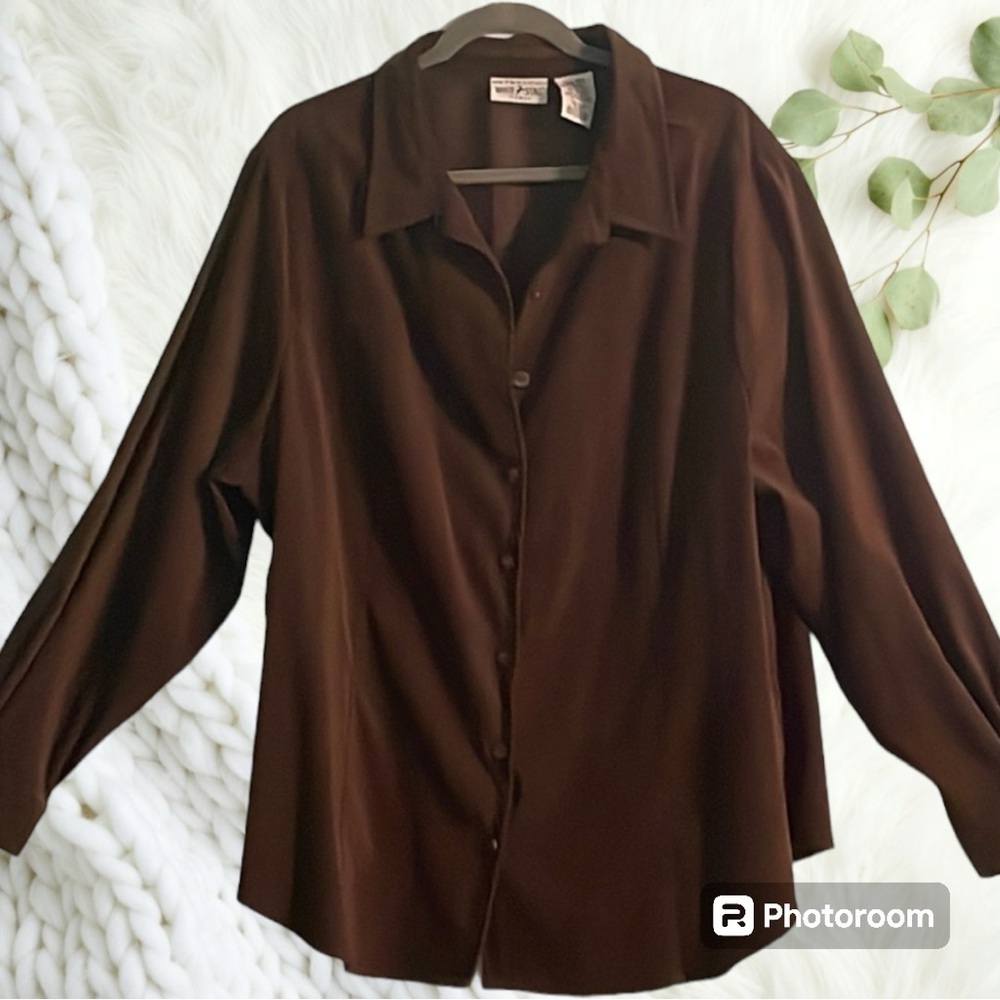 White Stag blazer/jacket size 26W brown buttondown stretch faux suede all lined